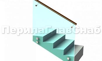 Ограждение с деревянным поручнем на выносе на точечном креплении на лестнице в Москве. Готовые проекты ПерилаГлавСнаб