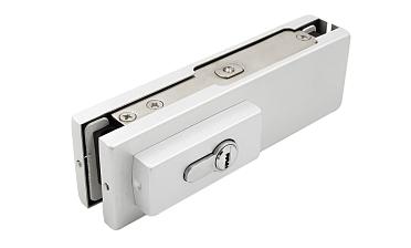 Замок для стеклянной двери угловой с круглым ригелем комплект, под алюминий t150 AL купить в Москве