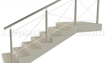 Ограждения из нержавейки. Заполнение из тросиков (нестандартная конфигурация) для крыльца в Москве. Готовые проекты ПерилаГлавСнаб