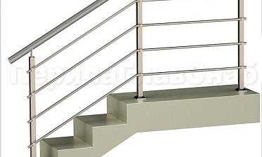 Четыре ригеля на держателях, круглый поручень и квадратные стойки купить в Москве