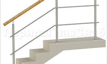 Два ригеля на сварке, круглый пластиковый поручень и круглые стойки в Москве. Готовые проекты ПерилаГлавСнаб