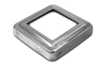 Низ стойки фигурный под трубу 50х50 мм, 83х83х0.5 мм, высота 17 мм, полированный (AISI 304) k375 купить в Москве