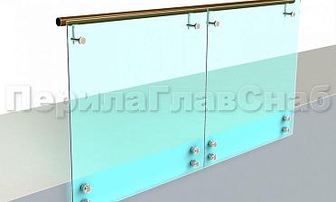 Ограждение с деревянным поручнем на выносе на точечном креплении купить в Москве