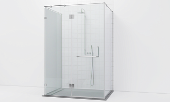 Комплект фурнитуры для душевой перегородки возле стены с дверью и глухими стеклами t571-1 в Москве. Готовые проекты ПерилаГлавСнаб