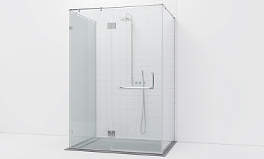 Комплект фурнитуры для душевой перегородки возле стены с дверью и глухими стеклами t571-1 купить в Москве