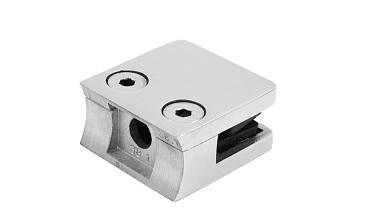 Стеклодержатель литой квадратный с вставками под стекло 8-10 мм (4+4 мм), на стойку Ø38.1 мм, 41х22х42, полированный, (AISI 304) k004-10 купить в Москве