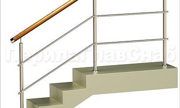 Два ригеля на держателях, круглый деревянный поручень и круглые стойки купить в Москве