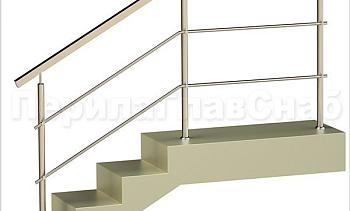 Два ригеля на держателях, квадратный поручень и круглые стойки в Москве. Готовые проекты ПерилаГлавСнаб