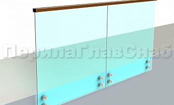 Ограждение с квадратным деревянным поручнем на точечном креплении в Москве. Готовые проекты ПерилаГлавСнаб