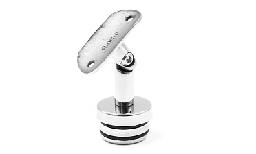 Наконечник палец с алюминиевой системой фиксации на стойке Ø38.1х1.5 мм, регулируемым ложементом под поручень Ø50.8 мм, полированный, литой, нержавеющий (AISI 304) k204 купить в Москве