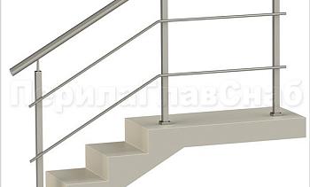 Два ригеля на сварке, круглый поручень и квадратные стойки в Москве. Готовые проекты ПерилаГлавСнаб