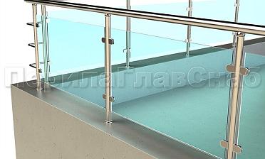 Кровельное ограждение из нержавеющей стали со стеклами купить в Москве