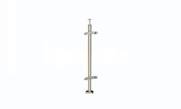 Стойка круглая  Ø38.1: 2 пластинчатых стеклодержателя, полированная, высота 950 мм (AISI 304) k729 купить в Москве