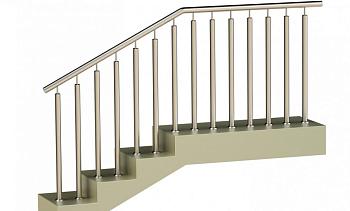 Ограждения с двумя стойками в каждую ступень без ригелей в Москве. Готовые проекты ПерилаГлавСнаб
