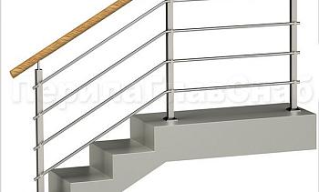 Четыре ригеля на держателях, круглый пластиковый поручень и квадратные стойки в Москве. Готовые проекты ПерилаГлавСнаб