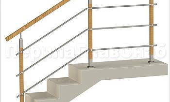 Три ригеля на держателях, квадратные деревянные поручень и стойки в Москве. Готовые проекты ПерилаГлавСнаб