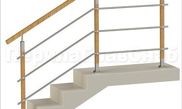 Три ригеля на держателях, квадратные деревянные поручень и стойки купить в Москве