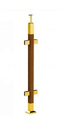 Готовая стойка 40х40х950 мм, деревянная, со вставками из нержавеющей стали 2х100 мм с 4 зажимными стеклодержателями, под золото k740-3-G купить в Москве