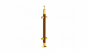 Готовая стойка 40х40х950 мм, деревянная, со вставками из нержавеющей стали 2х100 мм с 4 зажимными стеклодержателями, под золото k740-3-G купить в Москве