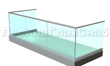 Ограждение на несущем стекле на алюминиевом профиле для балкона купить в Москве