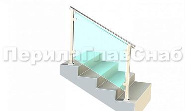 Ограждения для лестницы с поручнем на выносе с зажимными стеклодержателями и квадратными стойками купить в Москве