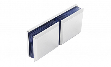 Коннектор для душевой кабины стекло-стекло 180° 45х45 мм цинк-хром полированный t734 PZn купить в Москве