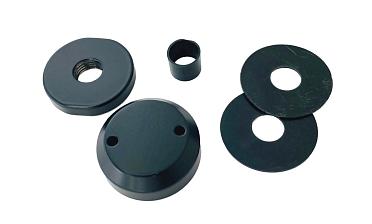 Комплект торцевого крепления несущего стекла, гайка-шайба Ø50х10х18 мм с внутренней резьбой М16, порошковая покраска RAL 9005 мат, AISI 304 Фk277-6-П купить в Москве