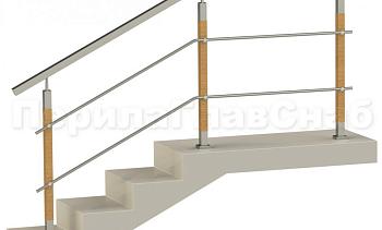 Два ригеля на держателях, квадратный поручень и квадратные деревянные стойки в Москве. Готовые проекты ПерилаГлавСнаб