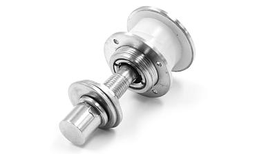 Рутель для вантового крепления козырьков, регулируемый, разборный, под стекло от 10 до 28 мм, полированный, диаметр внешнего кольца 52, шпилька М14 (AISI 304) k269-5 купить в Москве