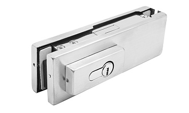 Замок для стеклянной двери центральный с прямоугольным ригелем, шлифованный, вырез 13 t152 SSS купить в Москве