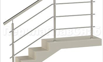 Три ригеля на держателях, квадратный поручень и круглые стойки в Москве. Готовые проекты ПерилаГлавСнаб