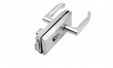 Замок для стеклянной двери с нажимной ручкой без притвора, евроцилиндр односторонний ключ/защелка, в комплекте ответная часть на стекло t155 SSS  купить в Москве