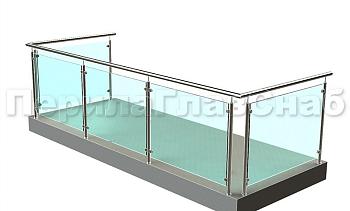 Ограждение из нержавеющей стали со стеклами для балкона в Москве. Готовые проекты ПерилаГлавСнаб