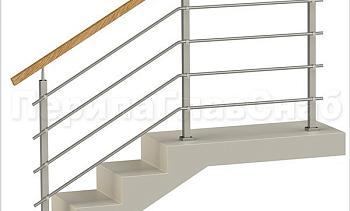 Четыре ригеля на держателях, квадратный деревянный поручень и квадратные стойки в Москве. Готовые проекты ПерилаГлавСнаб