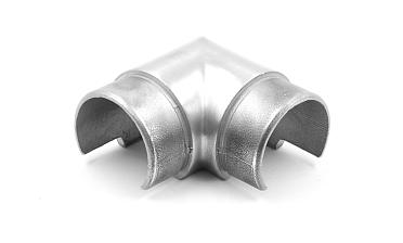 Отвод поручня с пазом Ø48.3мм, 90°, с двумя установочными кольцами, шлифованный 320Grit, (aisi 304) Фk237-2 купить в Москве