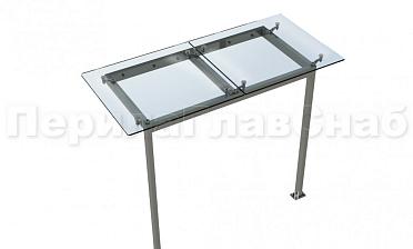 Стеклянный козырек на прямом каркасе со стойками купить в Москве