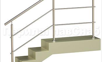 Два ригеля на держателях, круглый поручень и круглые стойки в Москве. Готовые проекты ПерилаГлавСнаб