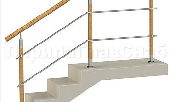 Два ригеля на держателях, пластиковый поручень и квадратные деревянные стойки в Москве. Готовые проекты ПерилаГлавСнаб