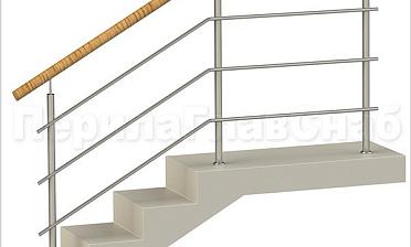 Три ригеля на сварке, круглый пластиковый поручень и круглые стойки купить в Москве