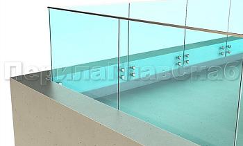 Ограждение на несущем стекле с торцевым креплением для крыш в Москве. Готовые проекты ПерилаГлавСнаб