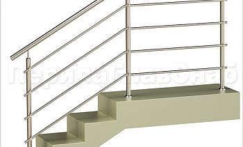 Четыре ригеля на держателях, круглый поручень и круглые стойки в Москве. Готовые проекты ПерилаГлавСнаб