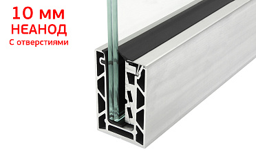 Комплект профиля зажимного для стекла 10мм и 5+5 , с отверстием, НЕАНОД. алюминий 100х60мм, т100-2-10 купить в Москве