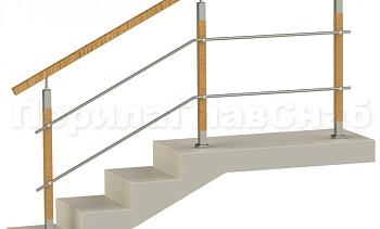 Два ригеля на держателях, квадратный деревянный поручень и квадратные деревянные стойки в Москве. Готовые проекты ПерилаГлавСнаб