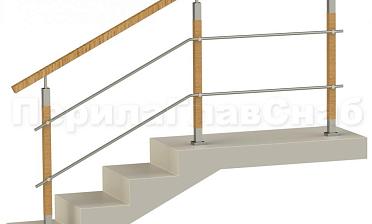 Два ригеля на держателях, квадратный деревянный поручень и квадратные деревянные стойки купить в Москве