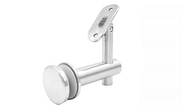 Выносной держатель поручня на стекло 8-20 мм, регулируемый, с ложементом, шлифованный, AISI 304, уценка Фk241-У купить в Москве