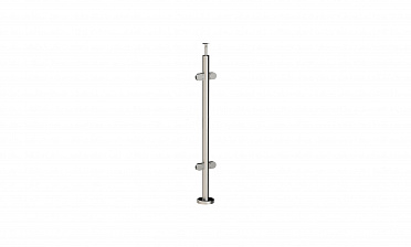 Стойка круглая Ø38.1: 4 литых зажимных стеклодержателя, полированная, высота 950 мм (AISI 304) k724 купить в Москве