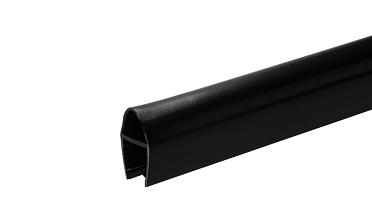 Уплотнитель для стекла 8 мм, дверь-стекло 2200 мм, непрозрачный черный t212-2 BL-U купить в Москве