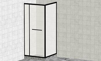 Комплект душевой с внутренней подвижной дверью,толщина стекла 8мм, 900х900х2000, AUSI 304, черная t470 Bl в Москве. Готовые проекты ПерилаГлавСнаб