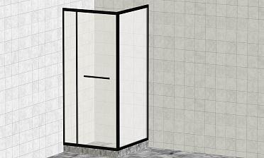 Комплект душевой с внутренней подвижной дверью,толщина стекла 8мм, 900х900х2000, AUSI 304, черная t470 Bl купить в Москве
