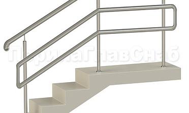Нержавеющие ограждения с двойным поручнем без ригелей - вариант 1 купить в Москве